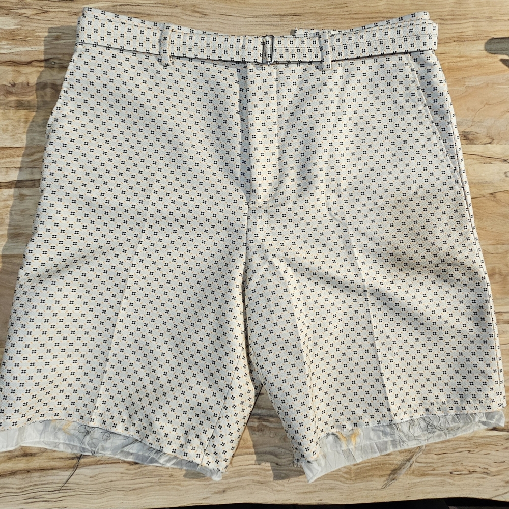 Lanvin Men's Patterned Shorts With Rough Sewn Bottoms